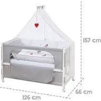 Roba Roombed, Babybett 60x120 cm 'Adam &amp; Eule', Beistellbett zum Elternbett, komplette Ausstattung