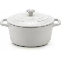 La Fonderie 1890 Runder Schmortopf IENA25 aus emailliertem Gusseisen 25 cm, Fassungsvermögen 4,7 L, Beige