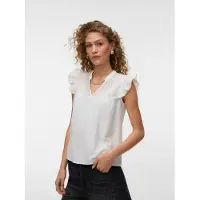 Vero Moda Rüschentop "VMDICTHE EMB SL V-NECK TOP WVN GA" Baumwolle, regular fit