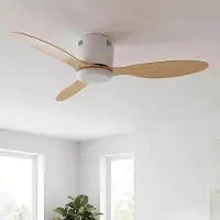 LumenXL Deckenventilator weiß mit Buchenholzoptik inkl. Fernbedienung - Rivotra