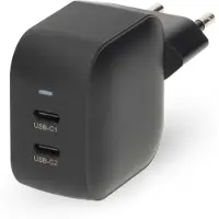 Nedis Netzladegerät - 45 W - GaN - PD3.0 - 2.25 A / 3.0 A - Anzahl der Ausgänge: 2 - 2x USB-C - Automatische Spannungswahl - Schwarz