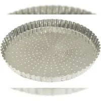 Gobel - Tortenform, geriffelt, perforiert - Weißblech - fester Boden - Ø 320 mm H 28 mm - 126351
