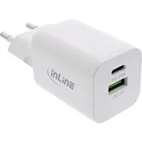 InLine Power Delivery + Quick Charge USB Netzteil, 33W, USB-A + USB-C, weiß, Drinnen, AC, 20 V, Weiß