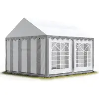 TOOLPORT 4x4m Partyzelt, PVC-Plane, grau-weiß - (6132)