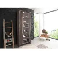 MASSIVMOEBEL24.DE Vitrine Akazie 81x45x204 grau lackiert PURE ACACIA #406