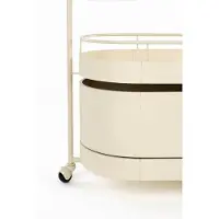 Zuiver Wim Servierwagen, fahrbar, aus Stahl und massivem Eschenholz, Beige, 53x85x98 cm