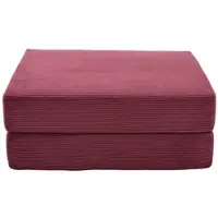 MODFU Klappbarer Fußschemel Cord weinrot 109x95x43 cm, ausklappbar zum Einzelsofabett