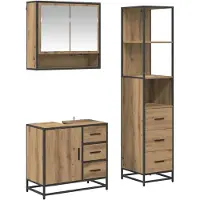 vidaXL Badezimmermöbel-Set 3 stk. Artisan-Eiche 35 x 37,5 x 166 cm