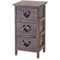 Décoshop26 - Kleine Kommode/Nachttisch mit 5 Schubladen und Herzmotiv 55 x 29 x 25 cm Vintage-Stil braun 04_0002477