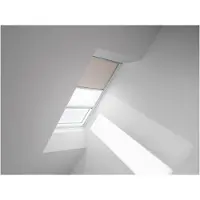 Velux Vorteils-Set Verdunkelungsrollo uni hellbeige und Faltstore Plissee weiß manuell Rahmen aluminium DFD SK10 1085S