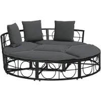 vidaXL Outdoor-Loungebett ohne Dach Schwarz Poly Rattan