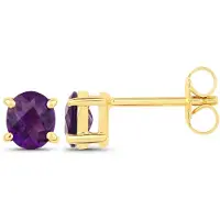 Vira Jewels Ohrstecker 925-Sterling Silber vergoldet Glänzend Amethyst violett