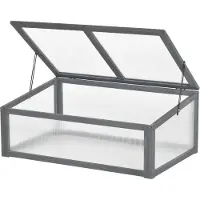 Outsunny Frühbeet Holz, Mini Gewächshaus 100 x 65 x 40 cm, Treibhaus Grau