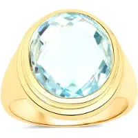 Vira Jewels Ring 925-Sterling Silber vergoldet Glänzend Blautopas beh.Blau