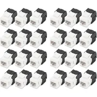 Digitus CAT 6 Keystone Modul, ungeschirmt - 24 Stk., Flach, Schwarz, Weiß, RJ-45, LSA, Buchse, Buchse