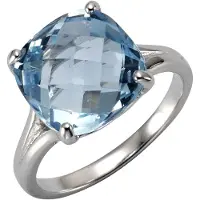 Zeeme Gemstones Ring Silber 925 rhodiniert mit Blautopas (beh.) 12mm