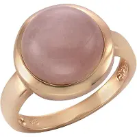 Zeeme Gemstones Ring 925 Sterling Silber rosé-vergoldet mit echtem Rosenquarz 12mm