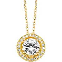 Julie Julsen Anhänger mit Kette 925 Silber vergoldet 23 Zirkonia weiß