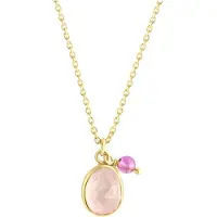 Jamelli Halskette Silber 925 vergoldet mit Amethyst und Rosenquarz