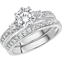 Zeeme Silber Ring Silber 925 zweiteilig mit Zirkonia weiß