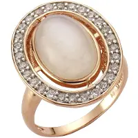 Zeeme Gemstones Ring Silber 925 rosé vergoldet mit echtem Mondstein Zirkonia