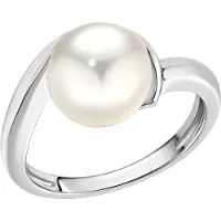 Zeeme Pearls Ring Silber 925 rhodiniert mit einer weißen Perle 9,5-10mm
