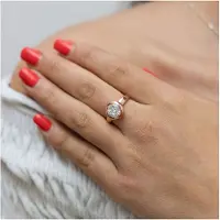 Zeeme Basic Ring Silber 925 rosé-vergoldet mit weiße Zirkonia-Stein 8mm