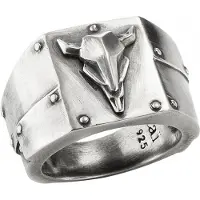 Cai Ring Silber 925 oxidiert Stierkopf