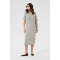 Kaffe Midikleid "Damen Kleid Kalizza", Damen, Gr. L, N-Gr, grau (grau melange), Obermaterial: 80% Viskose CV. 20% Nylon NY., Kleider Midikleid