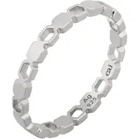Cai Ring 925/- Sterling Silber rhodiniert Hexagon Cut Outs Stacking