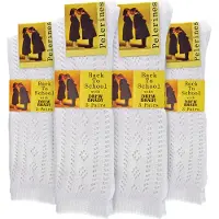 Sock Snob 12er-Pack Mädchen Baumwollreiche Kniestrümpfe Weiß Uniform Socken - Weiß