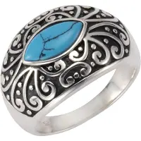 Zeeme Gemstones Ring Silber 925 oxidiert mit Türkis 5x10mm