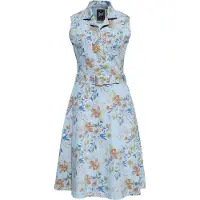 Queen Kerosin Damen Denim Workwear Swing Kleid Hawaii hellblau