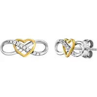 Julie Julsen Ohrstecker 925/- Sterling Silber rhodiniert/vergoldet 16 Zirkonia Infinity