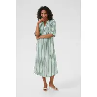 Kaffe Midikleid "Damen Kleid KAmilia", Damen, Gr. 34, N-Gr, schwarz (moonstruck, schwarz stripe), Obermaterial: 70% Viskose CV. 30% Leinen LI., Kleider Midikleid