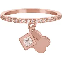 Cai Ring 925 Sterling Silber rosé vergoldet mit Anhängern Kleeblatt Zirkonia