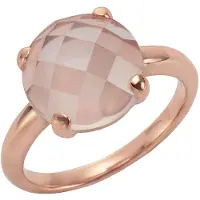 Jamelli Ring 925 Sterling Silber rosé-vergoldet mit echtem Rosenquarz 12mm