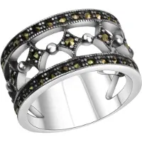Zeeme Gemstones Ring Silber 925 oxidiert mit 40x Markasit