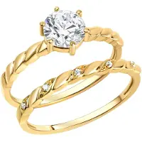 Zeeme Silber Ring Silber 925 vergoldet mit Zirkonia weiß