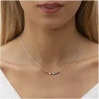Zeeme Silber Halskette Silber 925 rhodiniert mit bunten Zirkonia-Steinen
