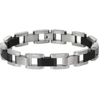 Zeeme Stainless Steel Armband Edelstahl poliert matt zweifarbig schwarz