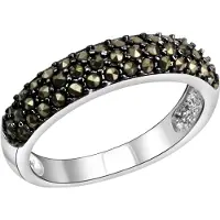 Zeeme Gemstones Ring Silber 925 rhodiniert mit 43 Markasit-Steinen