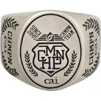 Cai Ring 925/- Sterling Silber Siegelring satiniert oxidiert Champion Wappen