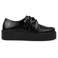 TUK Viva High Creeper Schwarze Leder-Plateau-Schnürschuhe im Gothic-Stil - AV6802