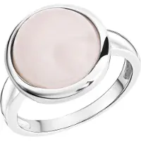 Zeeme Gemstones Ring Silber 925 rhodiniert mit echtem Rosenquarz 12mm