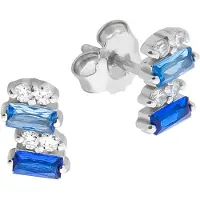 Zeeme Silber Ohrringe Silber 925 rhodiniert mit Zirkonia blau und weiß