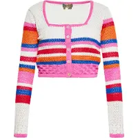 Ebeeza Strickjacke Frauen Wollweiß Mehrfarbig