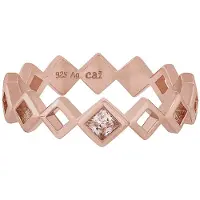 Cai Ring 925 Silber rosévergoldet Rauten mit Zirkonia