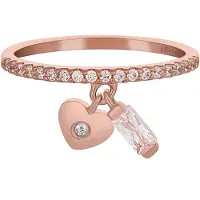 Cai Ring 925 Silber rosévergoldet mit Anhängern Herz Zirkonia