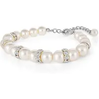 Steuer Modeschmuck Armband Glasperlenarmband weiß mit Strasszierde